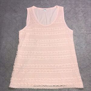 NWOT J.Crew‎ Women's Size Medium Peach Orange Crochet Lace Tank Top Shirt